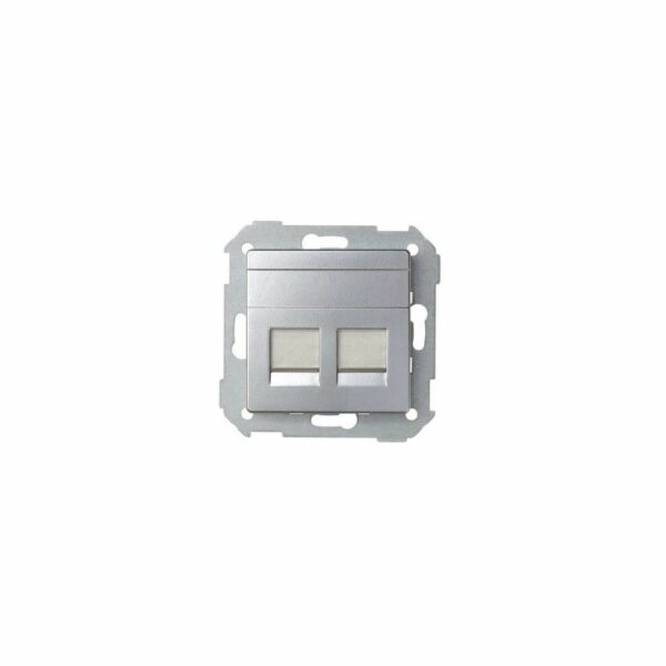 Simon tapa 2 conectores aluminio mate